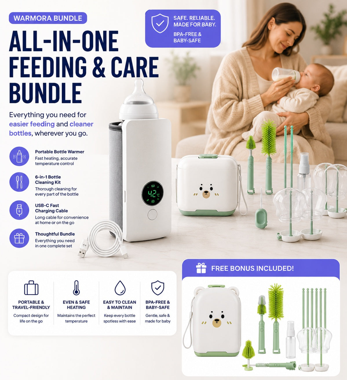 Portable Wireless Rechargeable Baby Bottle Warmer USB Charging And Heating Bag Portable Constant Temperature Milk Warmer Universal Bottle Insulation Sleeve