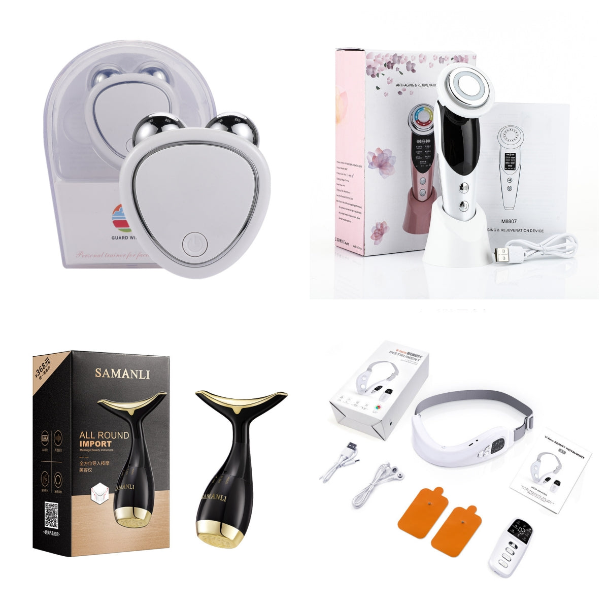 Portable Facial Micro-current Beauty Instrument For Lifting Thinning And Reducing Edema With Double Roller Massager