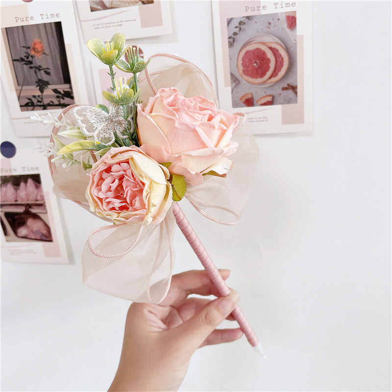 Teacher's Day Gift Simulation Flower Rose Bow Ballpoint Pen