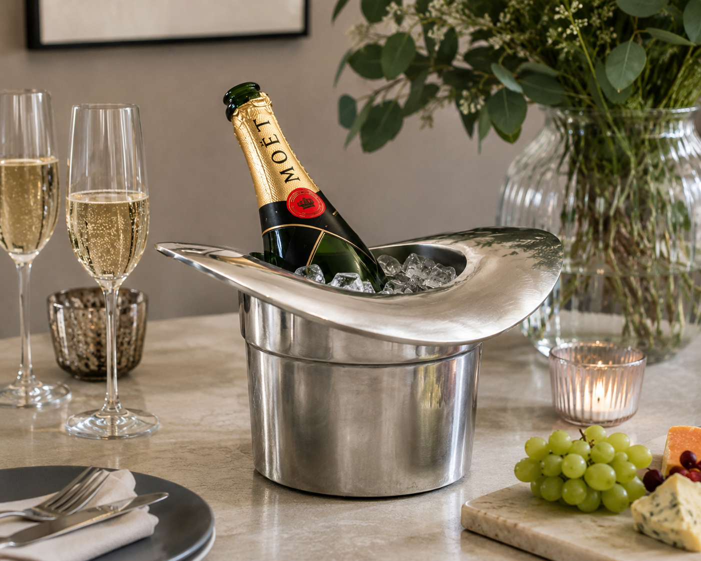 Top Hat Champagne Ice Bucket | Solid Cast Aluminium Wine & Bottle Cooler