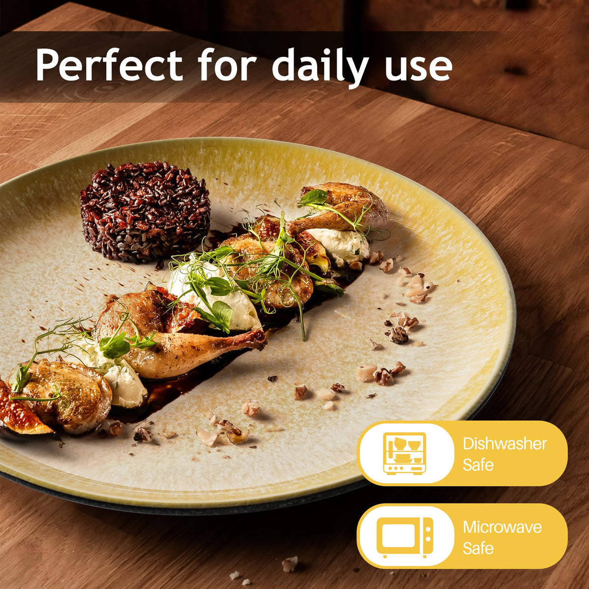 MIAMIO ? Set of 6, 26 cm Dinner Plates, Ceramic Plates, Kitchen Plates, Plate Sets ? Microwave Safe Plates, Oven and Dishwasher Safe ? Las Palmitas