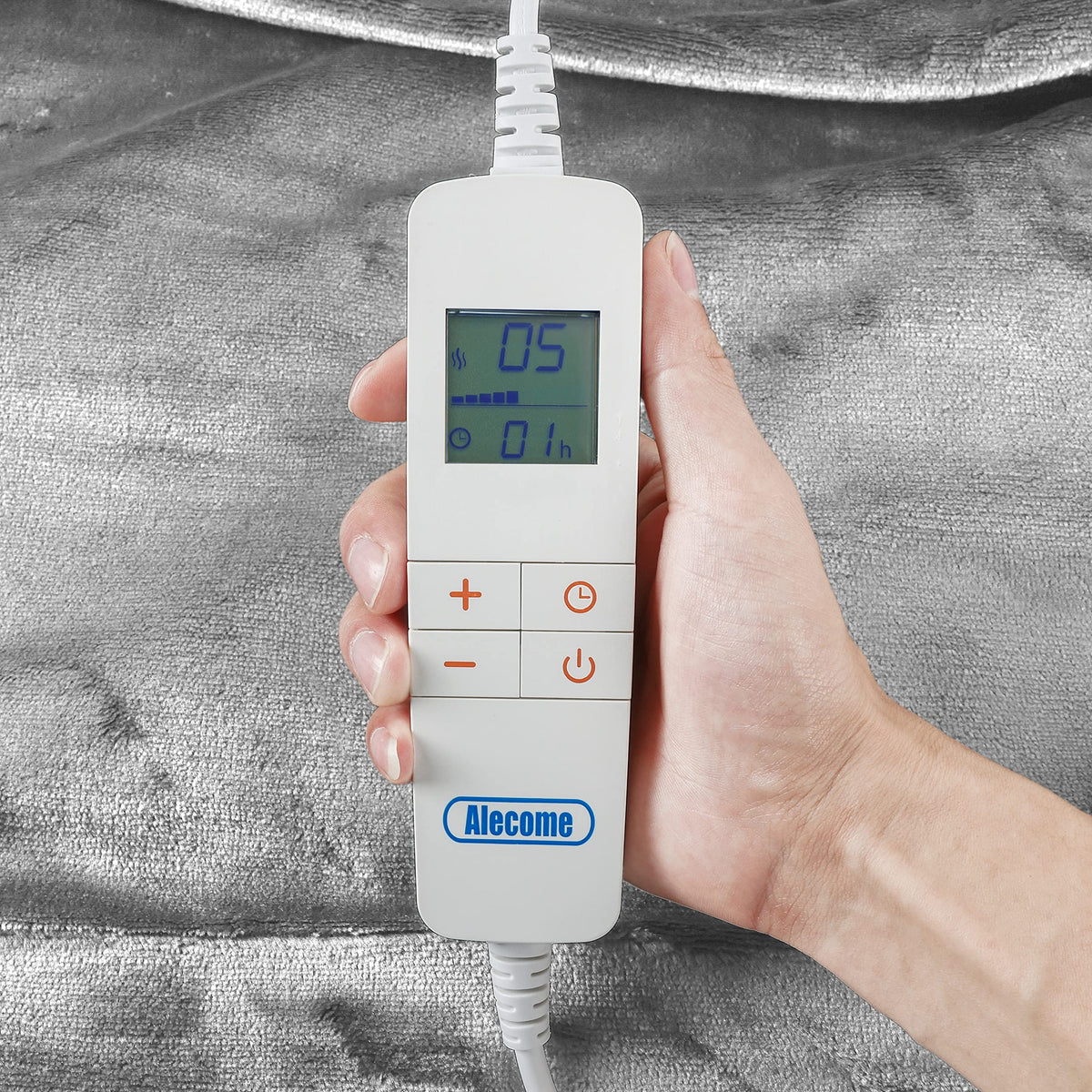 Electric Heated Throw Blanket 10 Heat Settings Washable 220gsm Fleece with Digital Remote Timer - 160cm x 130cm (Silver Grey)