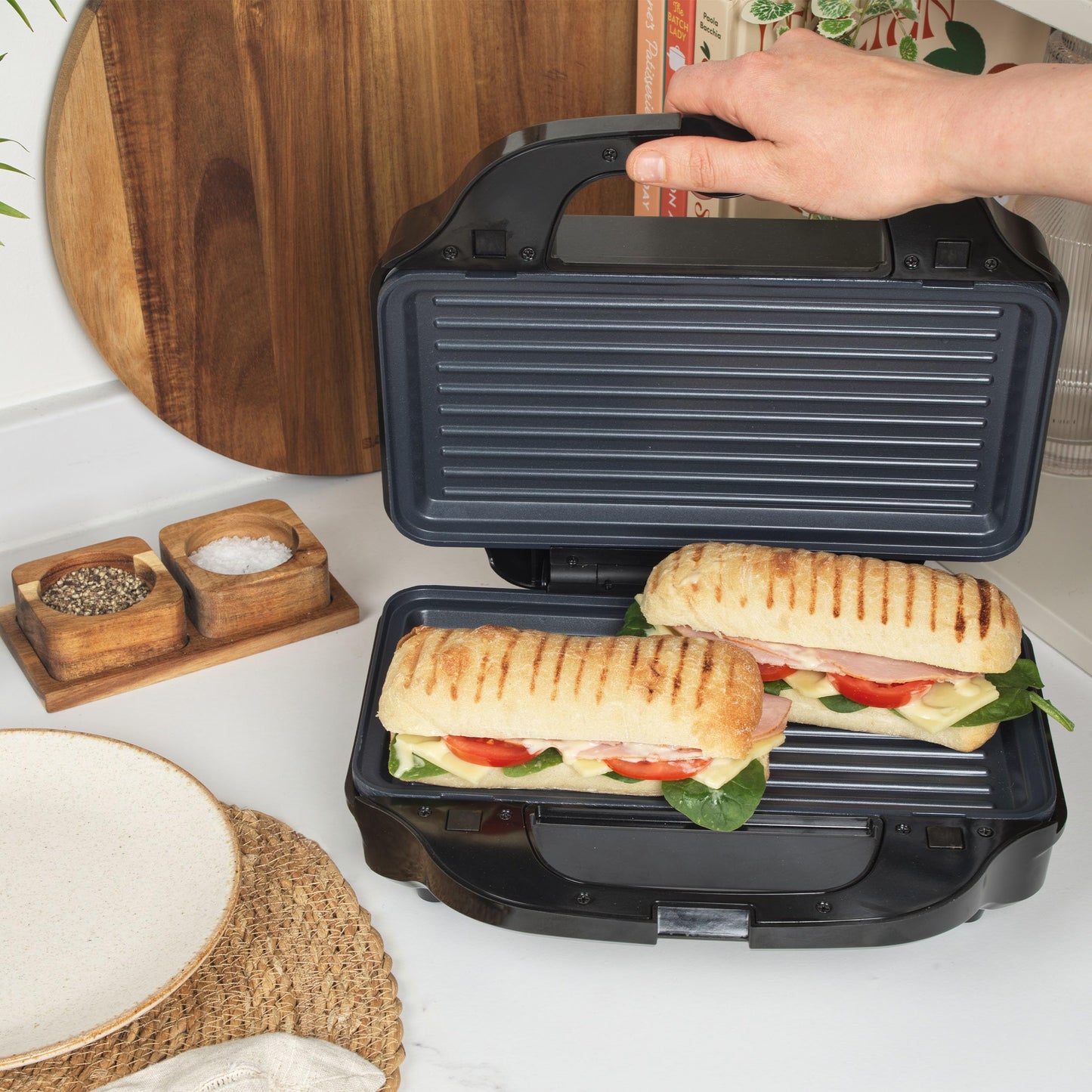 Salter EK2143 3-In-1 Snack Maker - Sandwich Toaster, Waffle Maker, Panini Press Grill, Includes Removable Extra Large Deep Fill Hot Plates, Non-Stick,