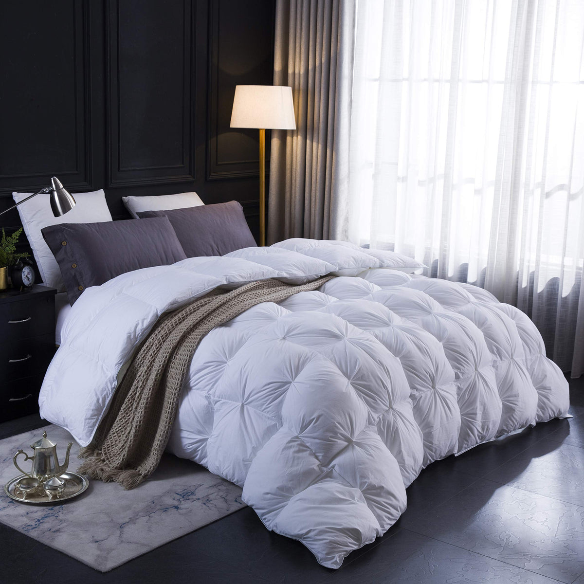 Three Geese Super King Size Duvet 7.5Tog,Goose Feather Down Duvet Ideal for Spring and Summer, 100% Organic Cotton Cover, Double Quilt Bed Comforter