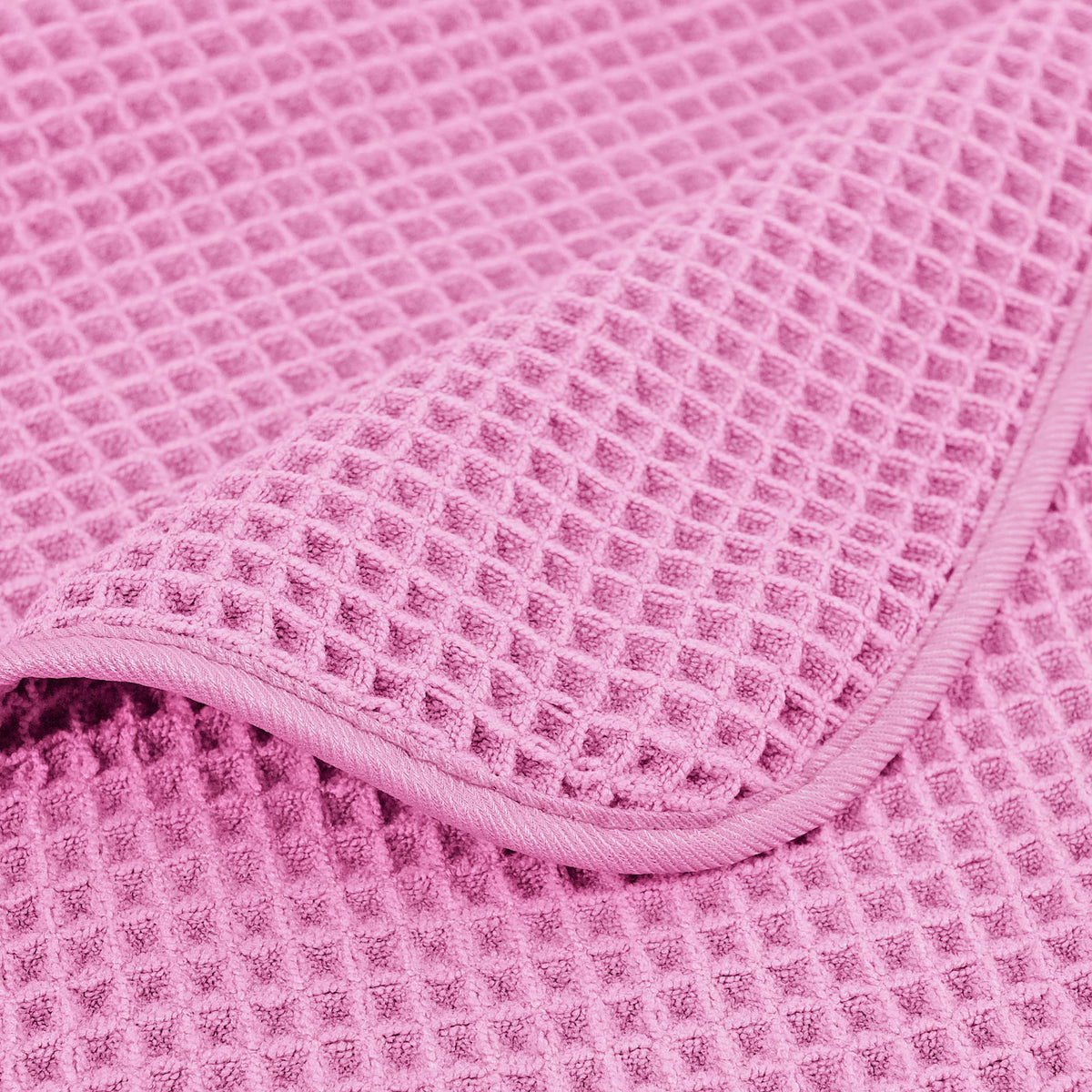 POLYTE Microfibre Oversize Quick Dry Lint Free Bath Towel, 152 x 76 cm, 4 Pack (Pink, Waffle Weave)