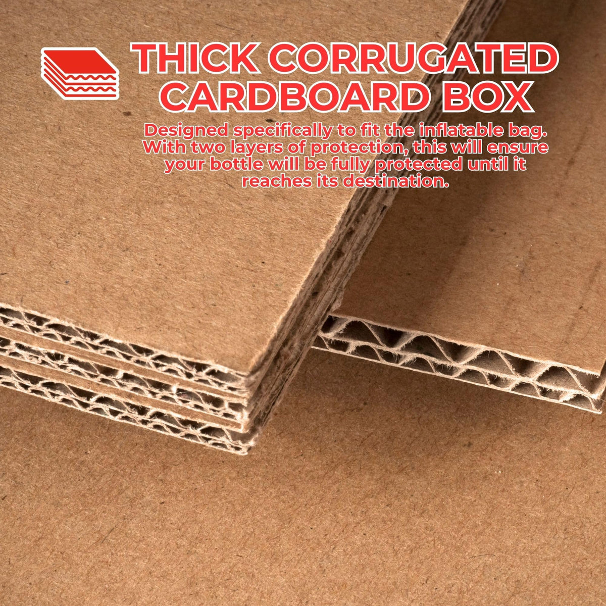 Evergreen Goods 10 x Single Wine & Beer Bottle Cardboard Box with Inflatable Air Cushion Packaging | Quantity Discounts | 370 x 130 x 130mm Carton |