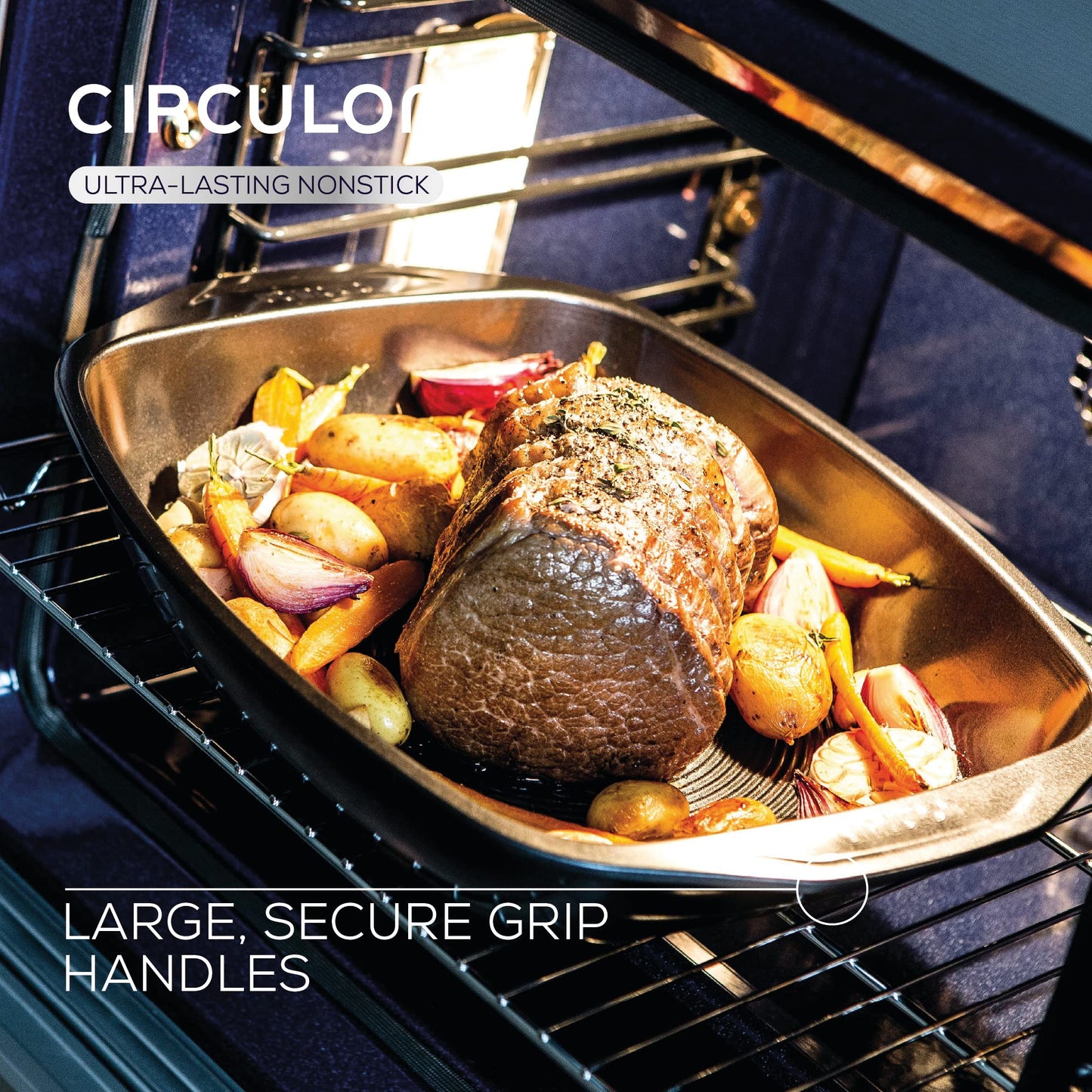 Circulon Ultimum Oven Trays, Roasting Tins & Baking Tray Set of 5 - Non Stick Oven Tray Set, Freezer & Dishwasher Safe Carbon Steel Bakeware, Black