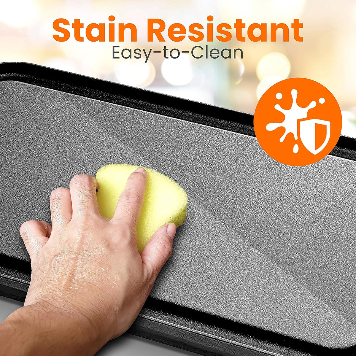 Nutrichef Reversible Cast Iron Griddle Pan  50.7cm x 25.7cm, Non-Stick Flat & Ridged Grill Plate for Hob, Oven & BBQ, Induction & Gas Safe,