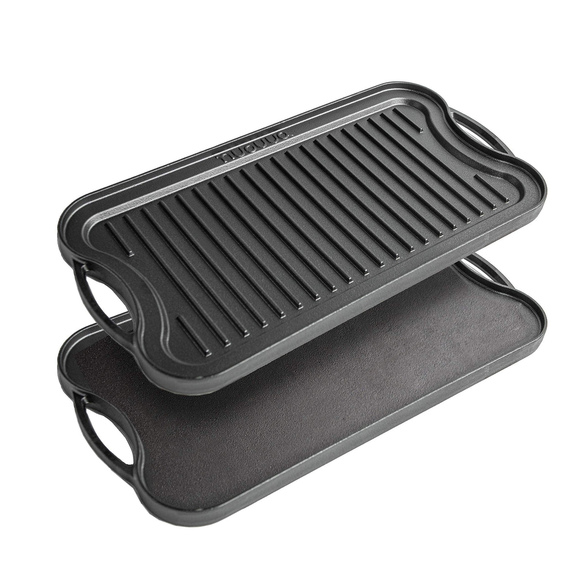 nuovva Cast Iron Griddle Plate for Gas Hob and BBQ Griddle pan Double Sided Pre-Seasoned, Grill Plate Tray, for Healthy and Delicious Cooking, Flat