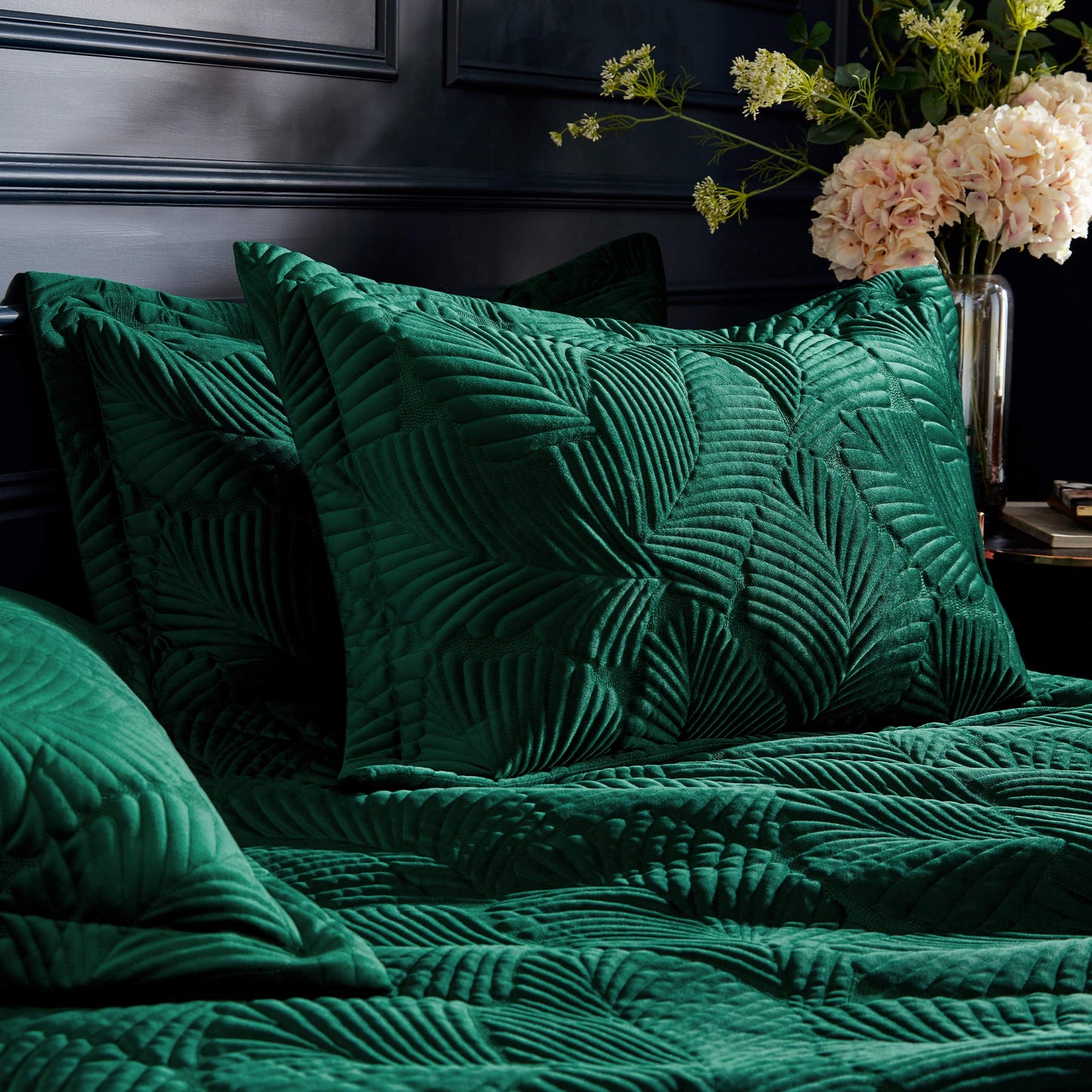 Paoletti Palmeria Duvet Cover and Pillowcase Set, Emerald, Double