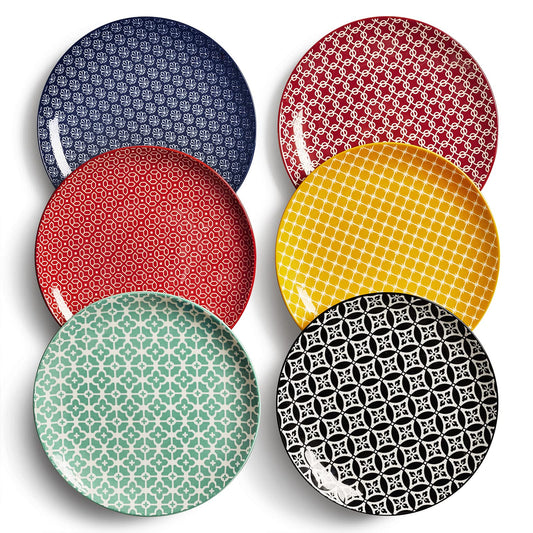 DOWAN 21.6cm Colorful Side Plates, Dessert Plates for Salad, Pasta, Pancakes, Steak - Small Serving Plates for Party, Wedding, Easter, Restaurant,