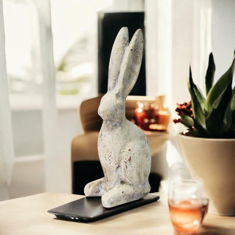 26CM CREAM CEMENT RABBIT