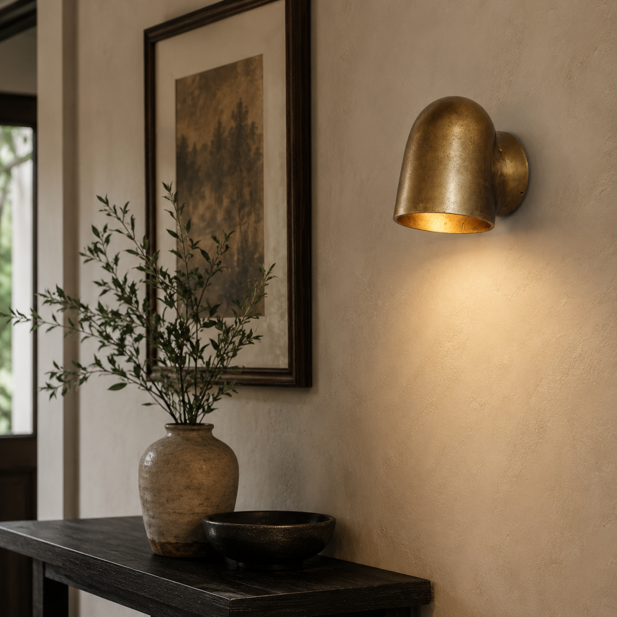 Hopton - Antique Brass Mast Down Wall Light | Nautical Industrial Sconce