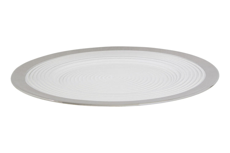 Ida Set of Four 33cm Dia Embossed Charger Plates with Silver Rim