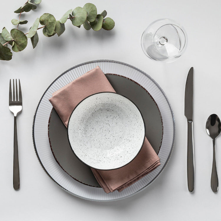 Set of Four 33cm Dia Embossed White Glass Charger Plates | Ida