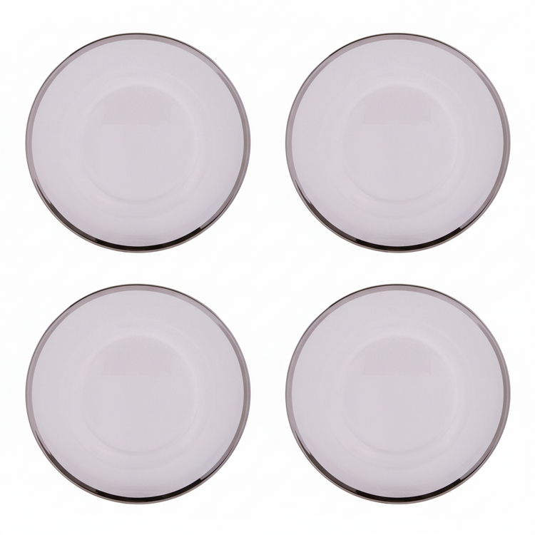 Set of Four 33cm Dia Plain Charger Plates with Silver Rims | Ida