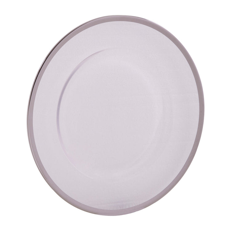 Set of Four 33cm Dia Plain Charger Plates with Silver Rims | Ida