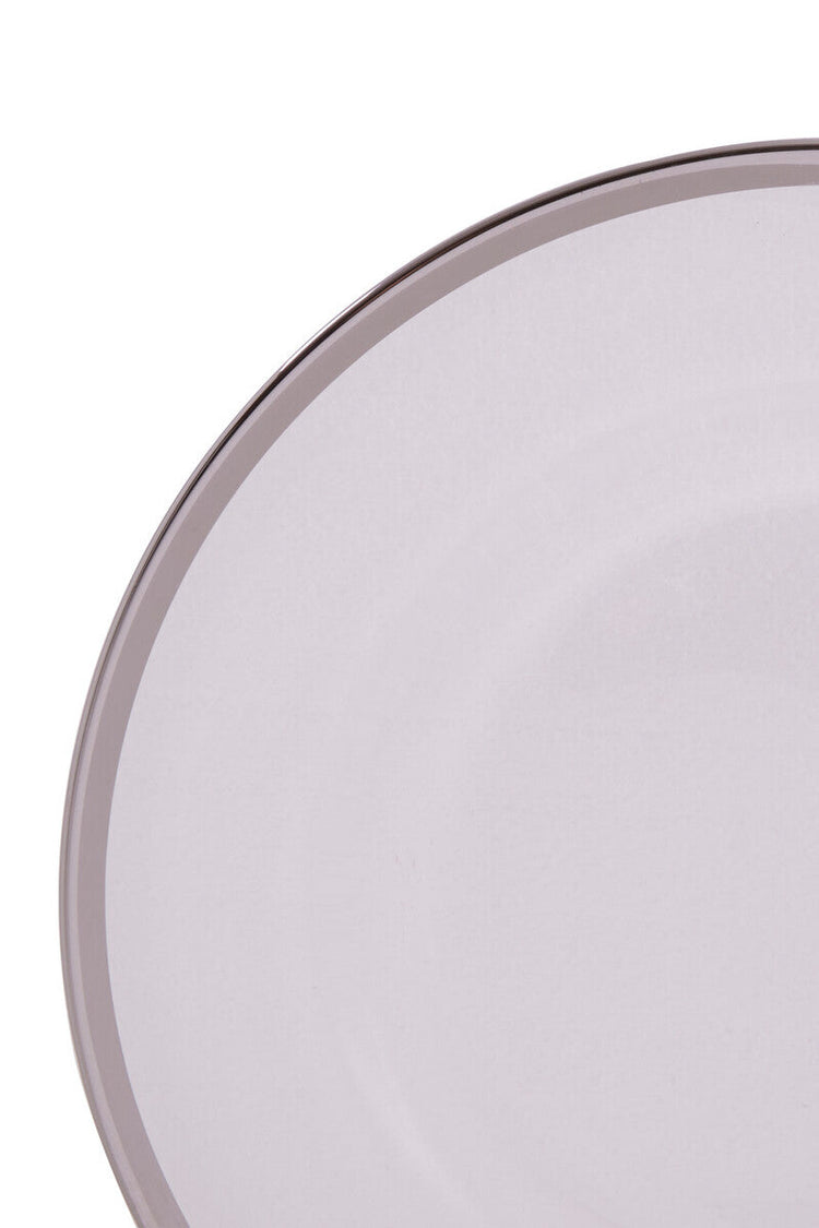 Set of Four 33cm Dia Plain Charger Plates with Silver Rims | Ida