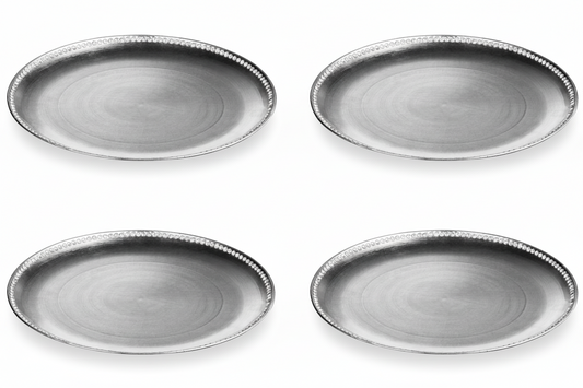 Set of Four 33cm Dia Radiance Silver Decorative Chargers | Radiance