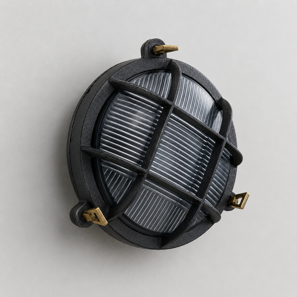 Wroxham Cast Pewter Caged Bulkhead Wall or Ceiling Light - IP65