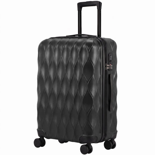HOMCOM 26Inch 65cm Suitcase, ABS Hard Shell Checked Luggage with TSA Lock, Spinner Wheels, Telescopic Handle, Black