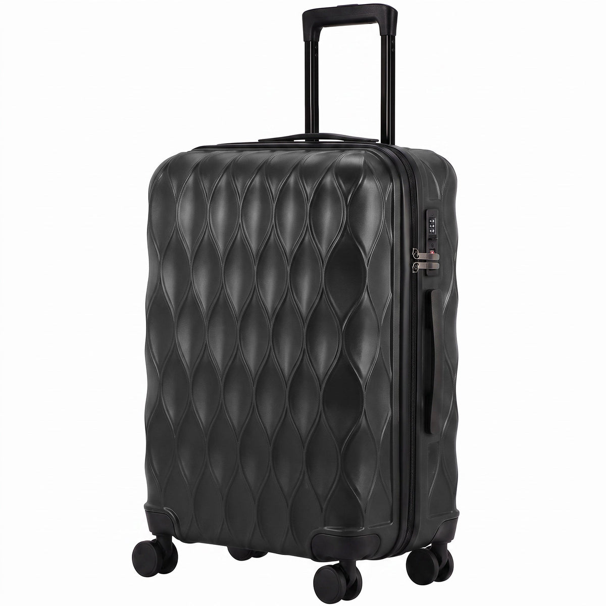 HOMCOM 24Inch Suitcase, ABS Hard Shell Checked Luggage with TSA Lock, Spinner Wheels, Telescopic Handle, Black