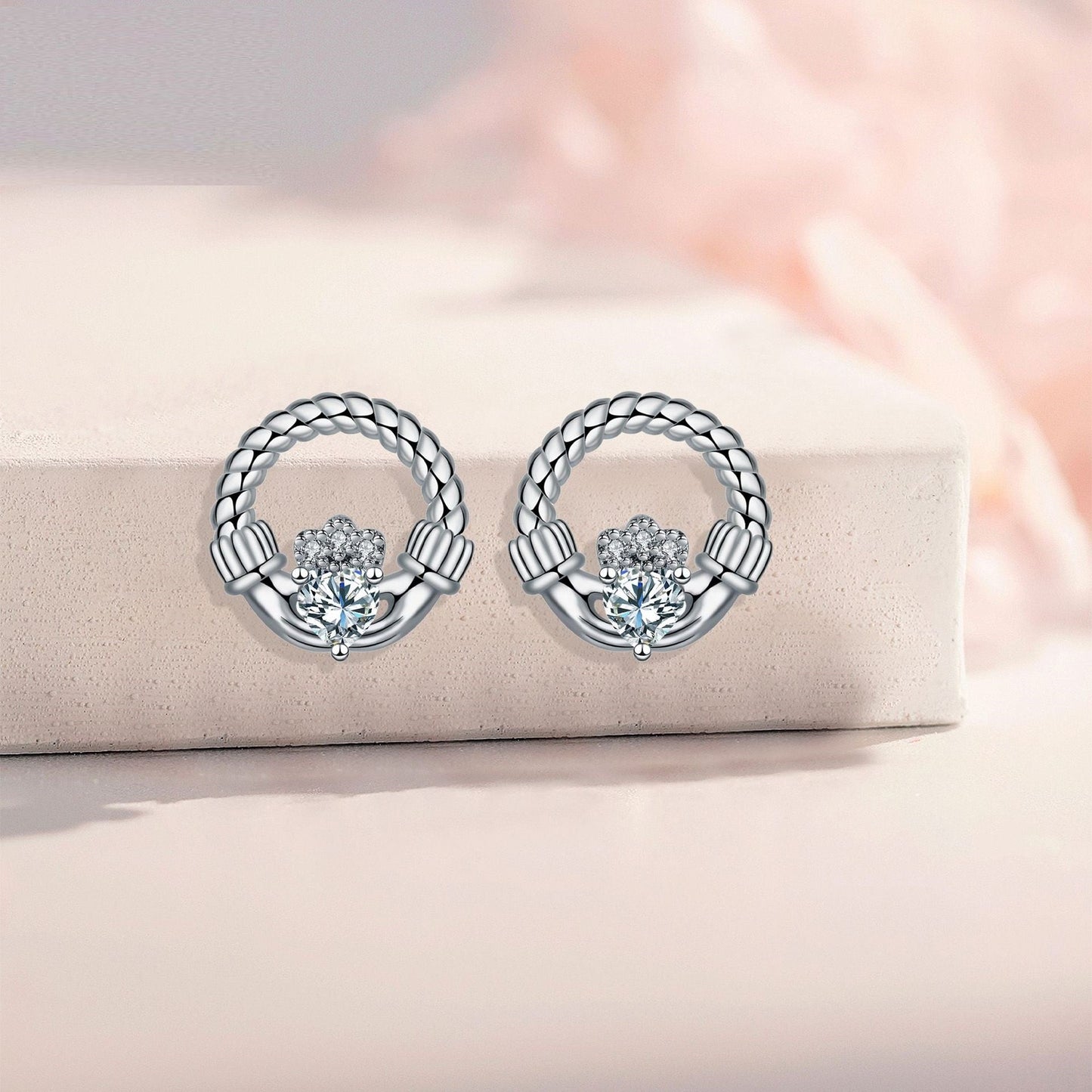 925 Silver Needle Crown Stud Earring Elegant Mother's Day Gift