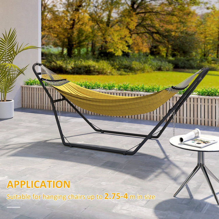 Outsunny 9ft Hammock Stand Adjustable Hammock Frame with Non-Slip Feet for Indoor Outdoor, 150 kg Capacity, Black