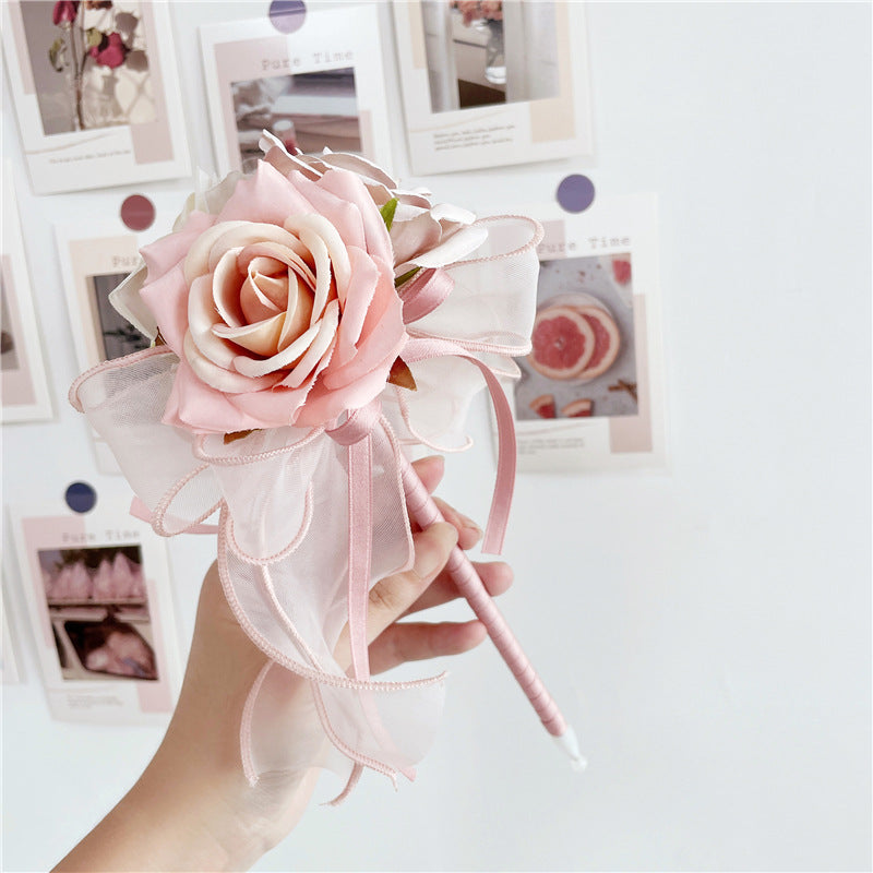 Teacher's Day Gift Simulation Flower Rose Bow Ballpoint Pen