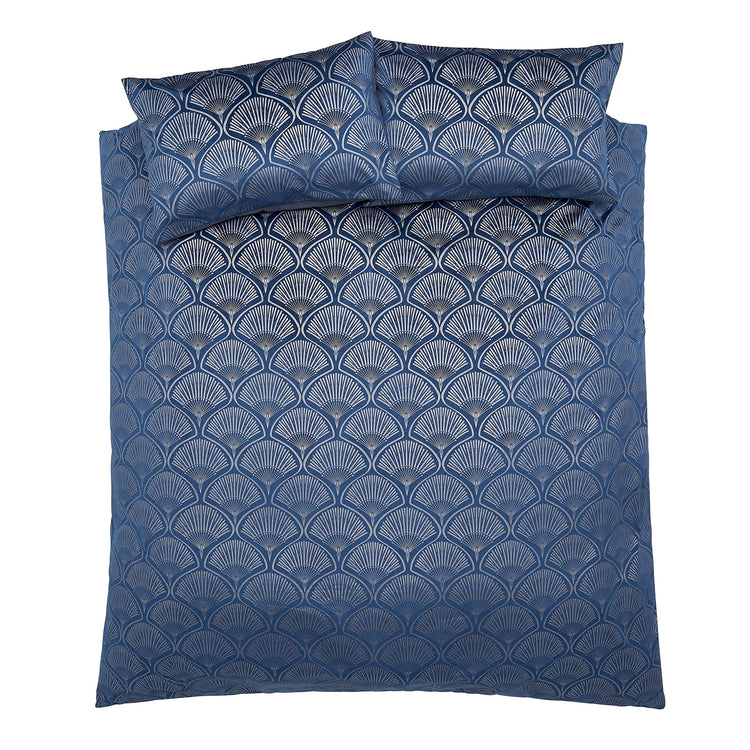 Catherine Lansfield Bedding Art Deco Pearl King Duvet Cover Set with Pillowcases Navy
