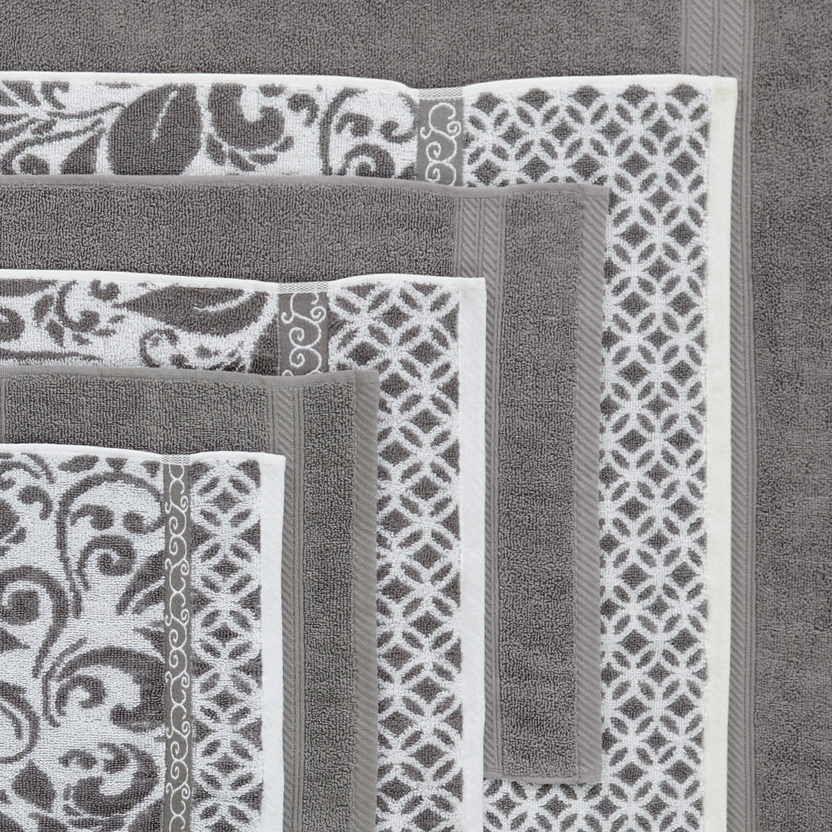 Modern Threads Trefoil Filigree 6-Piece Reversible Yarn Dyed Jacquard Towel Set - Bath Towels, Hand Towels, & Washcloths - Super Absorbent & Quick Dry