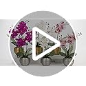 Briful Artificial White Orchid Plant in Gold Ceramic Pot, 12-Inch