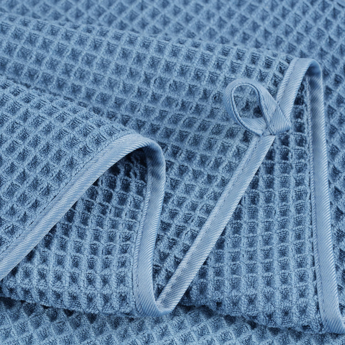 POLYTE Microfibre Oversize Quick Dry Lint Free Bath Towel, 152 x 76 cm, 4 Pack (Blue, Waffle Weave)