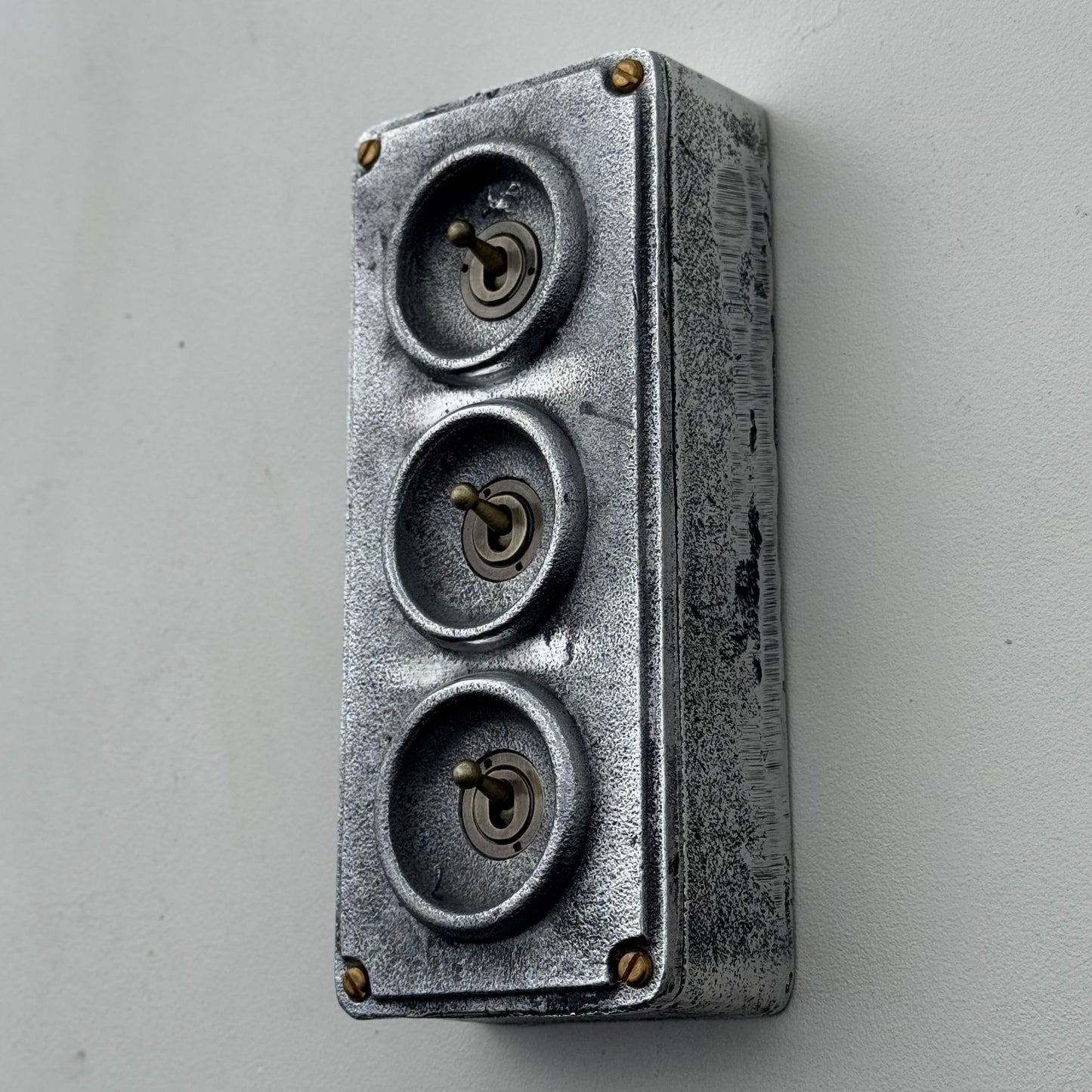 3 Gang 2 Way Solid Cast Metal Toggle Light Switch | Industrial Vintage Surface Mounted *Factory Second*