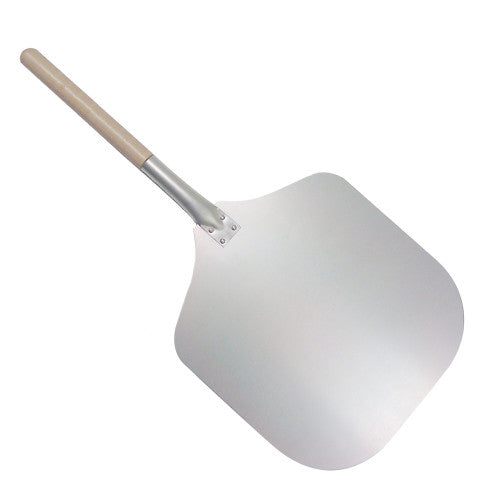 12" Aluminium Pizza Peel with Wooden Handle - Overall Length 35 Inches