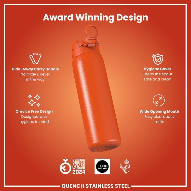 Leak Proof 1 Litre Water Bottle, Stainless Steel, Hearty Orange, 1L