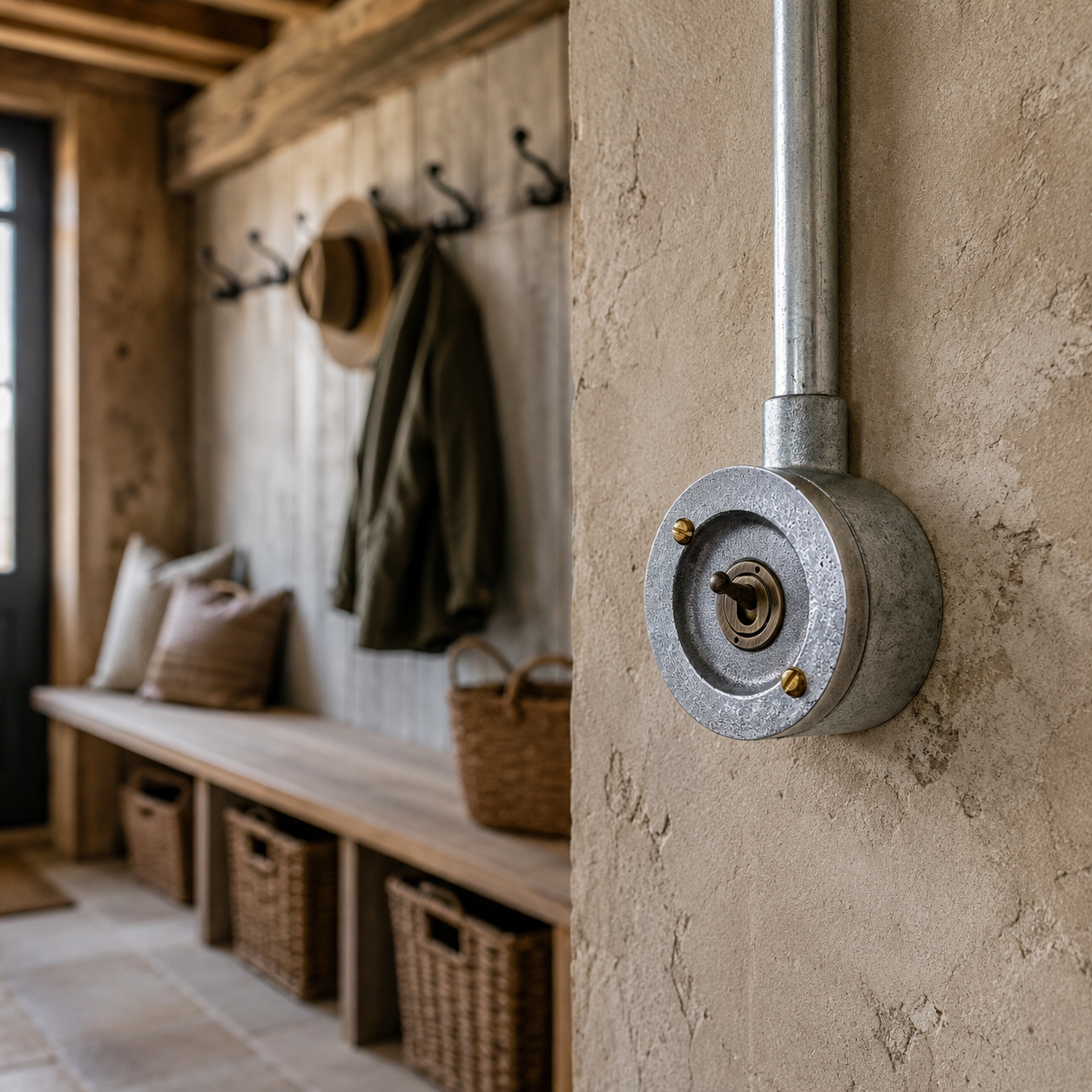Single Gang Metal Conduit Light Switch | 2 Way Industrial Vintage Style