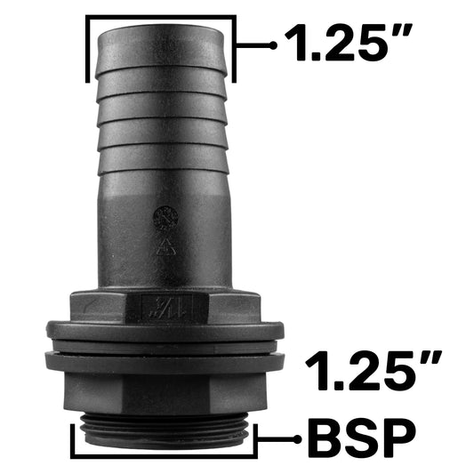 Water Butt Overflow Adapter with Nut & Washer, 1.25"
