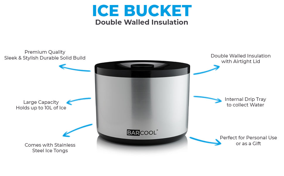 Barcool 10L Ice Bucket Round - Silver