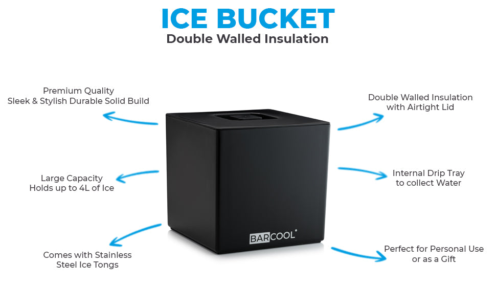 Barcool 4L Ice Bucket Square - Black