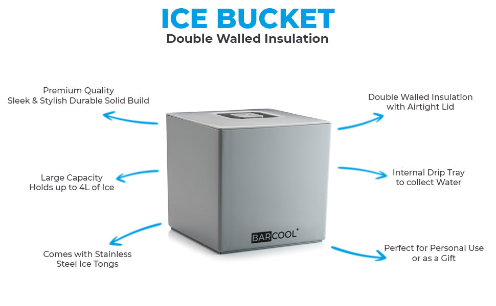 Barcool 4L Ice Bucket Square - Grey