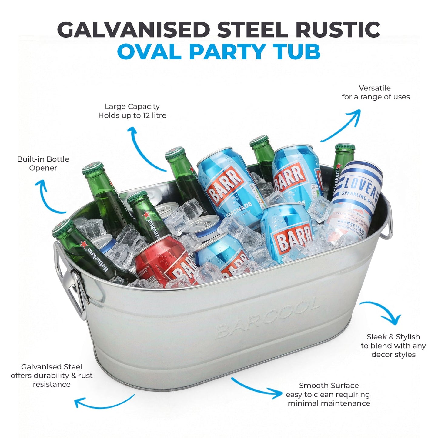 Barcool 12L Galvanised Steel Party Tub