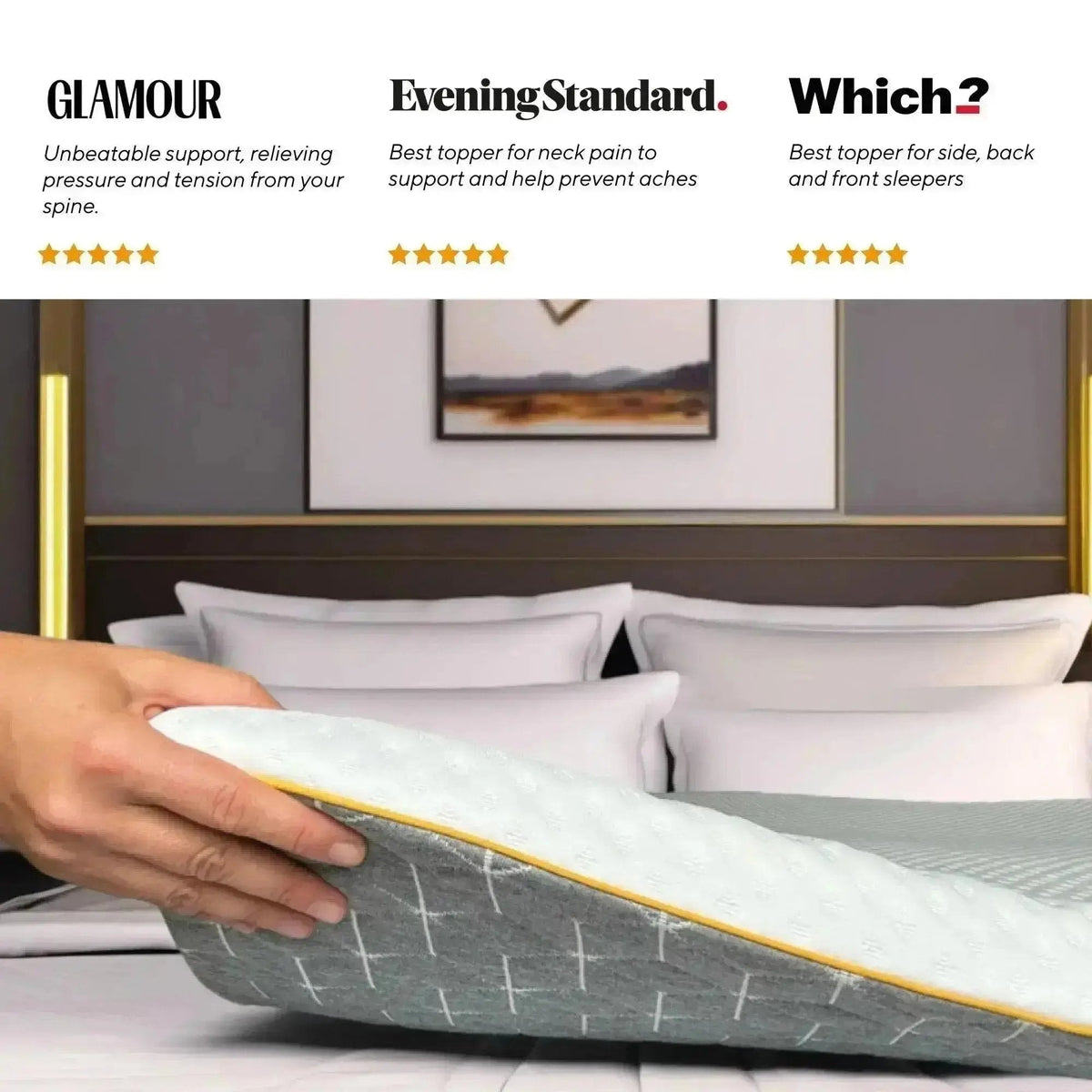 Brightr® Orthopedic Hard Mattress Topper Designed for People with Back Pain