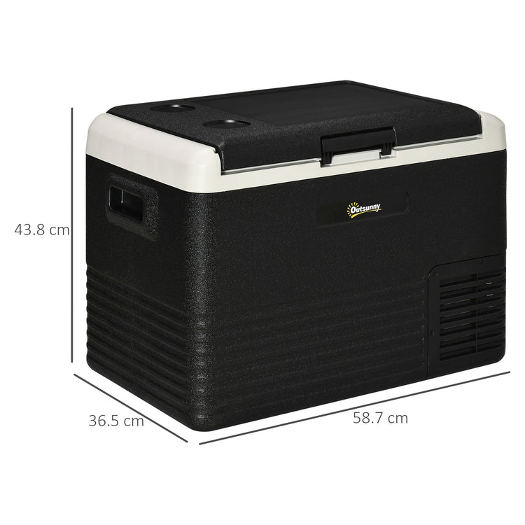 Outsunny 40L Car Refrigerator, Portable Compressor Car Fridge Freezer, Electric Cooler Box with 12/24V DC and 110-240V AC for Camping, Driving, Picnic, Down to -20\'e2\'84\'83