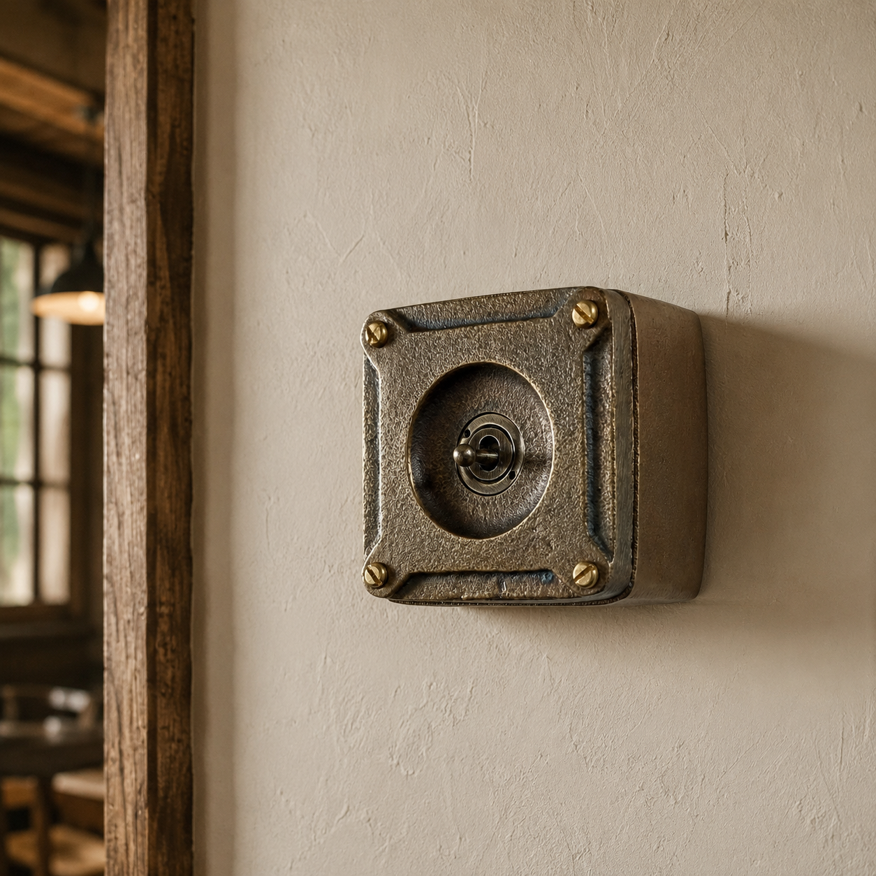 Single Gang Antique Brass Solid Cast Metal Surface Mounting Light Switch Industrial 2 Way
