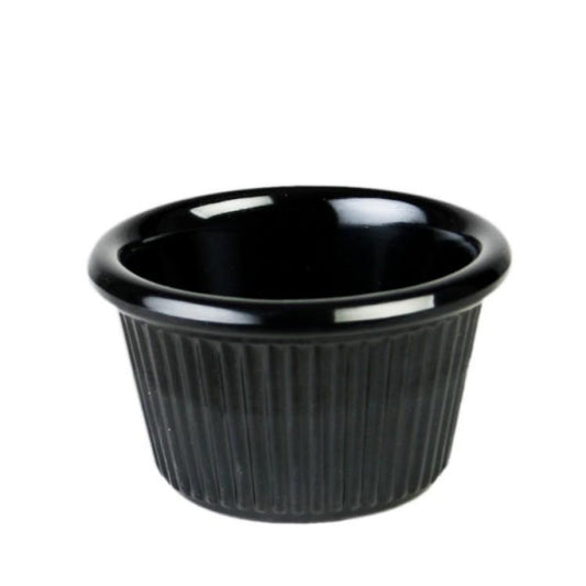 Fluted Melamine Black Ramekin 105ml - Pack Of 12