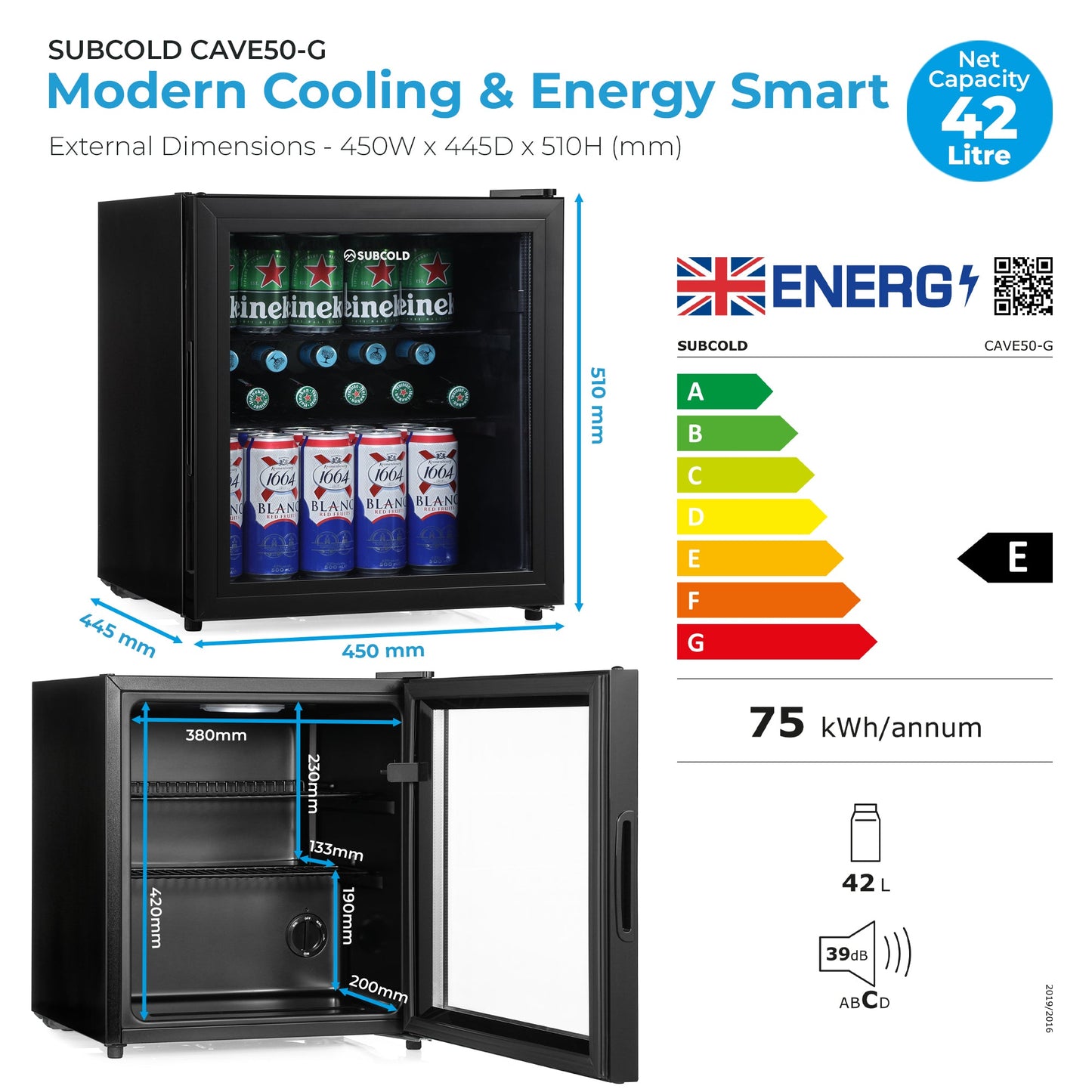 Subcold Cave50 Glass Door Beer Fridge
