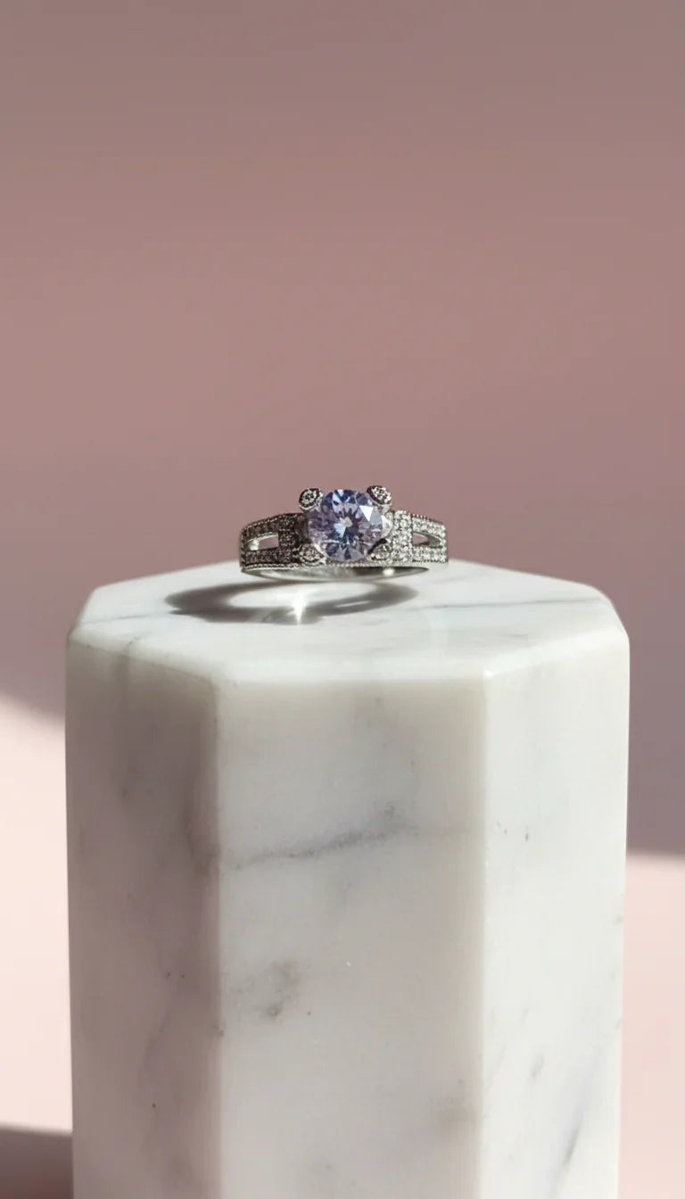 Round Cut Crystal Ring Gold Box set of 12