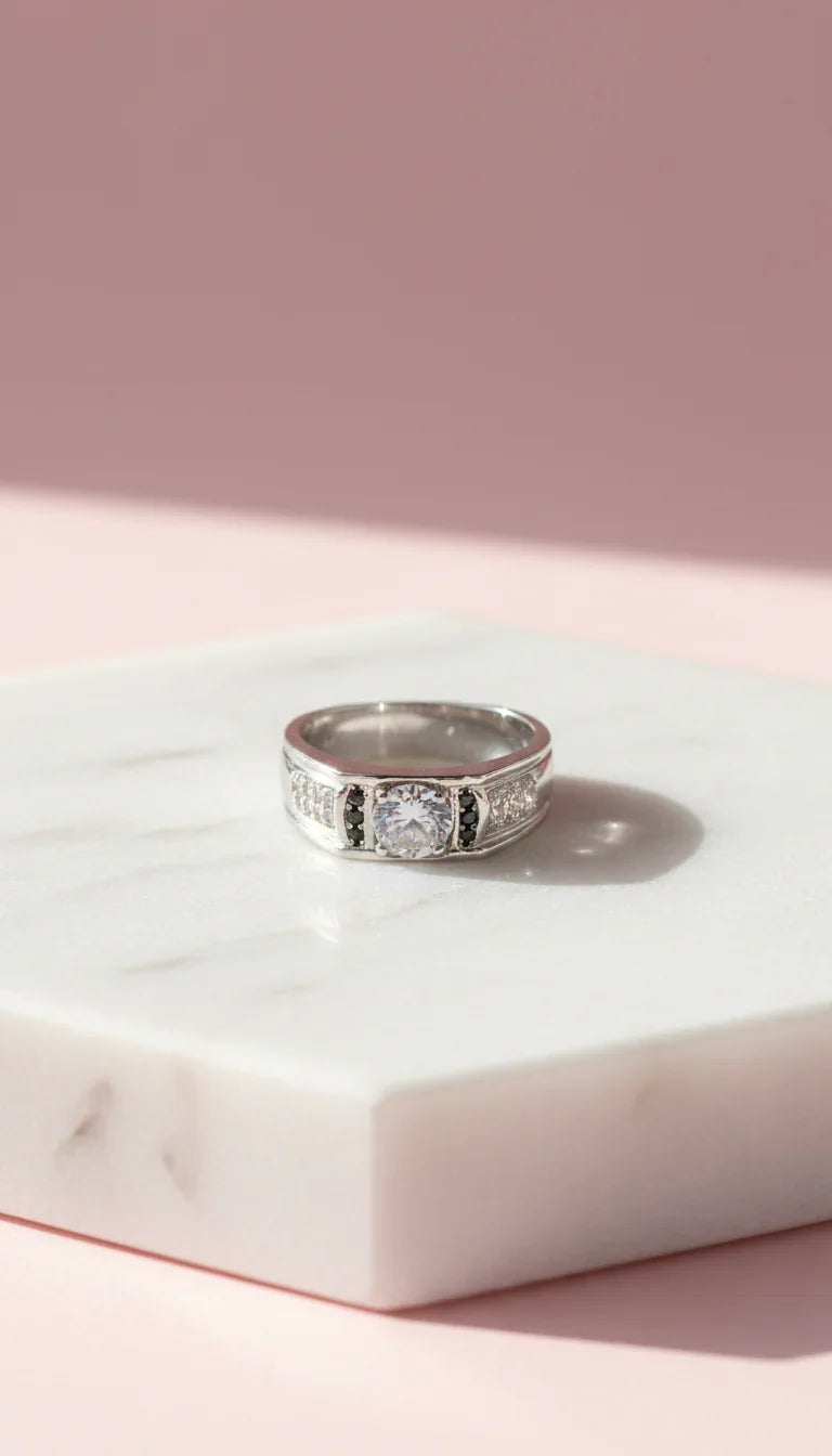 Men's Round Cut Crystal Box Set of 12 Rings