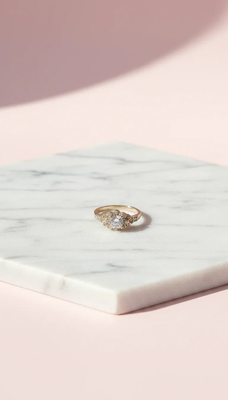 Mini Cluster Crystal Ring Gold Gold Box set of 12